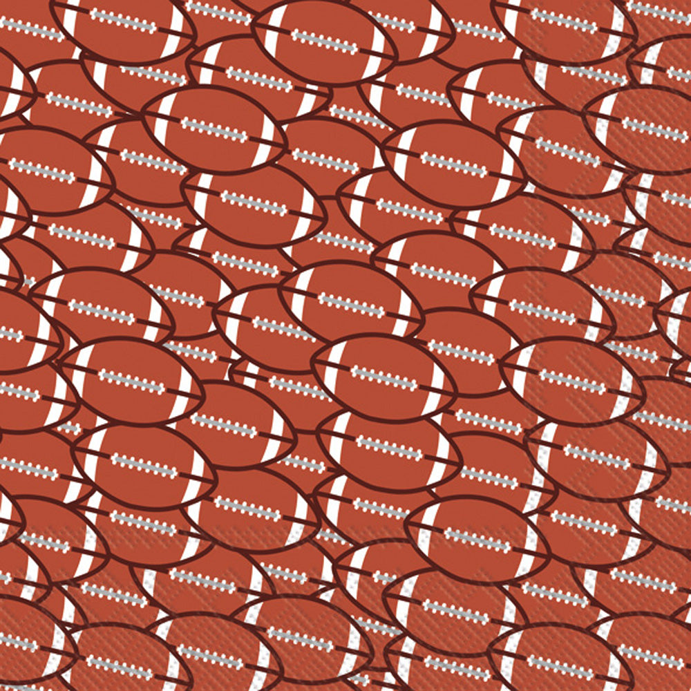 Football Brown Cocktail Napkin Red
