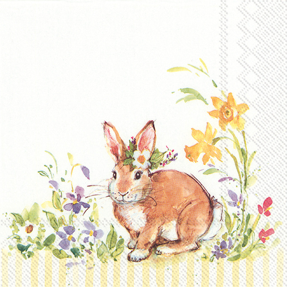 Lovely Bunny Cocktail Napkin Yellow