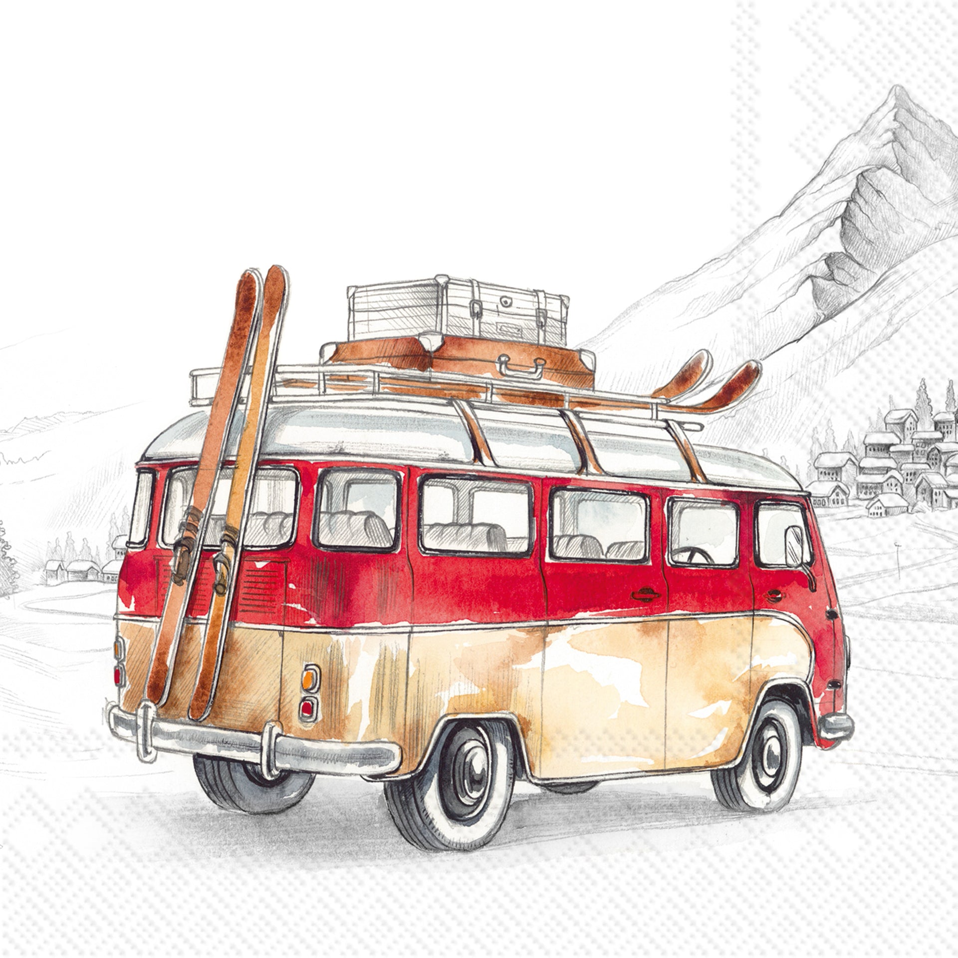 Ski Adventures Cocktail Napkin