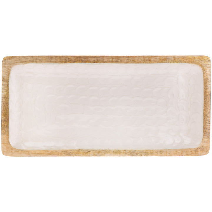 Mother Of Pearl Wood Rectangle Tray Large