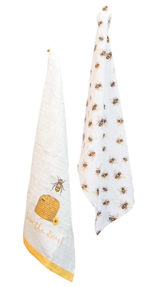 TEA TOWEL SAVE THE BEES S/2