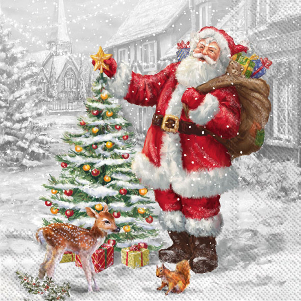Santas Xmas Tree Cocktail Napkin