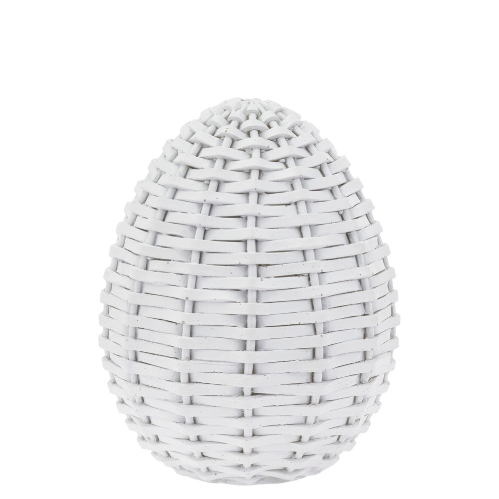 WHITE WICKER EGG SM