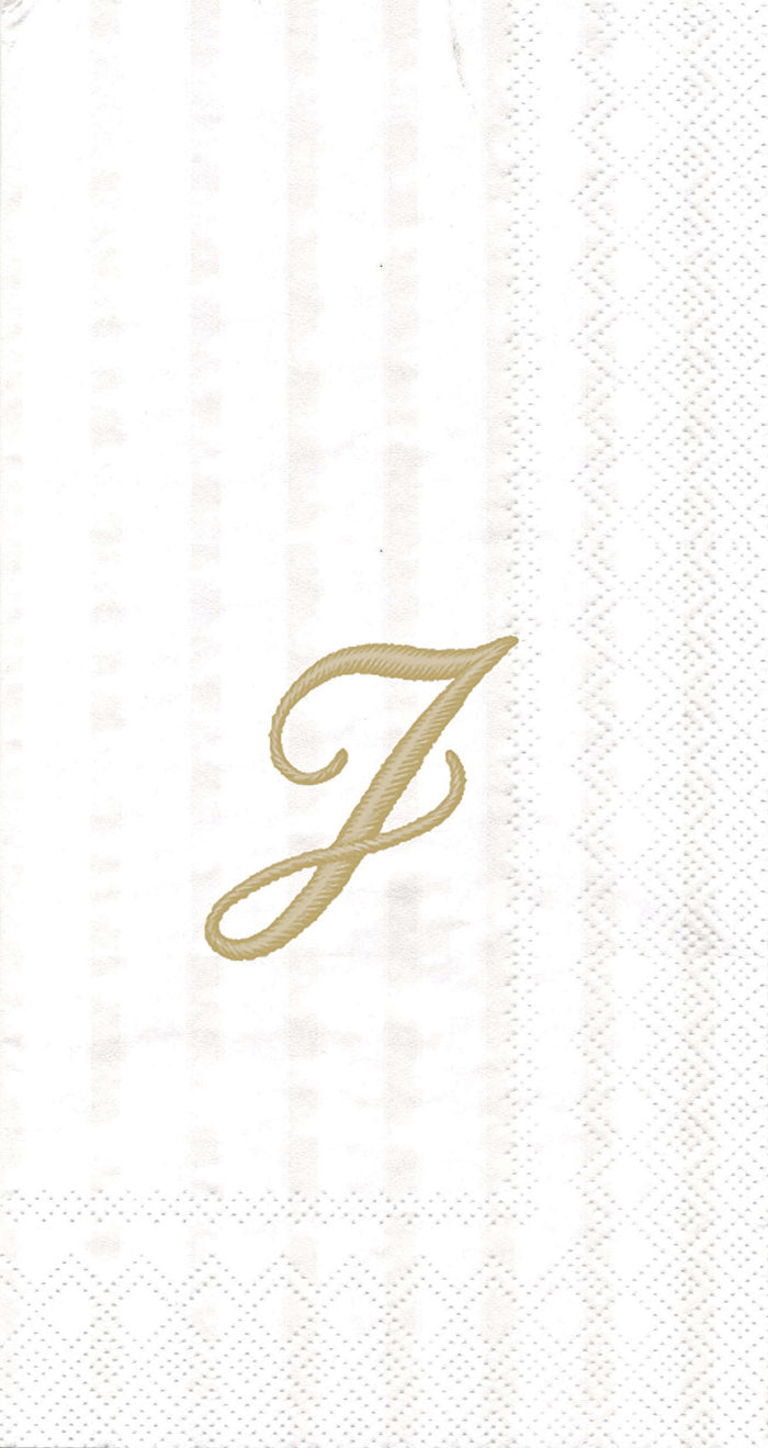 Stripes Again Guest Towel Monogram J Cream