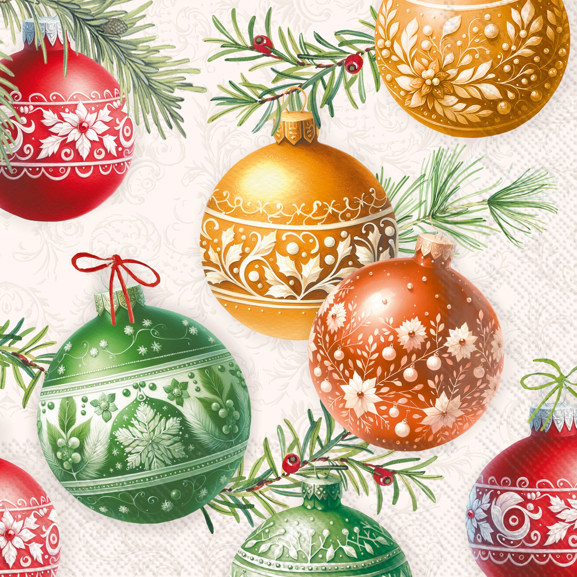 Christmas Bubbles Cream Lunch Napkin