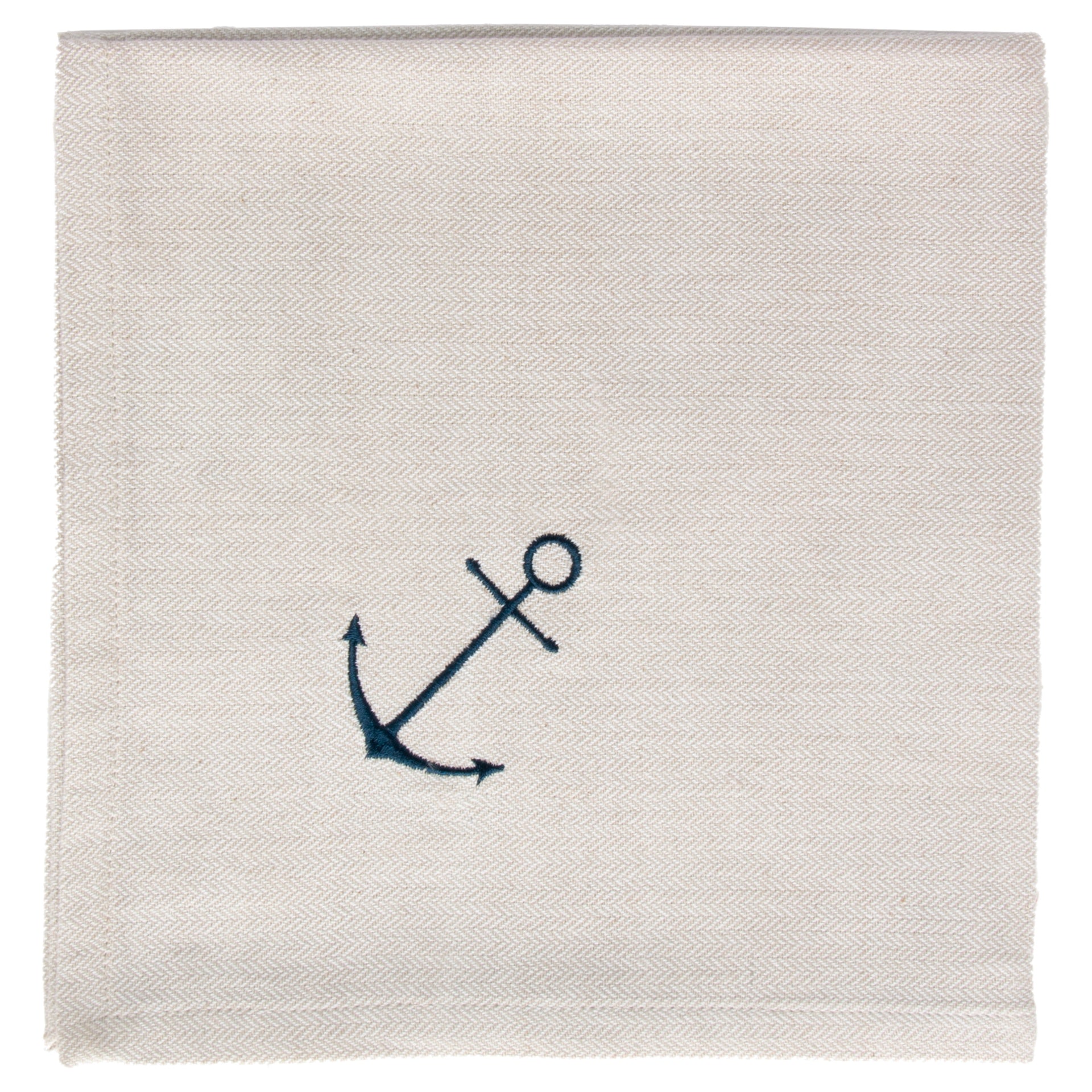 Anchor Embroidered Cloth Napkins Set of 4
