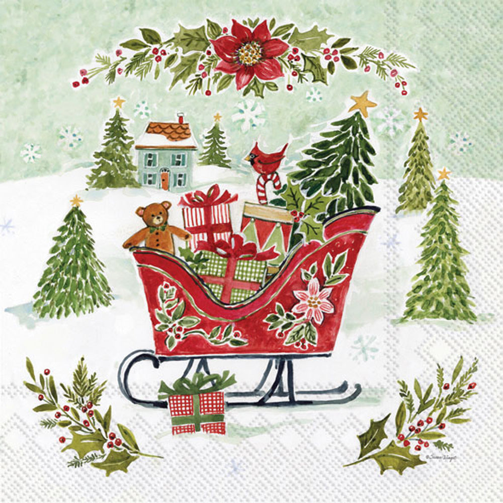 Christmas Joy Sleigh Lunch Napkin