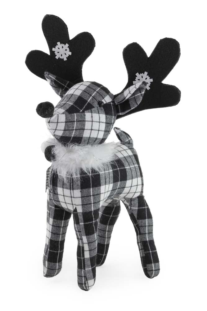 Serena Lg B&amp;W Plaid Deer