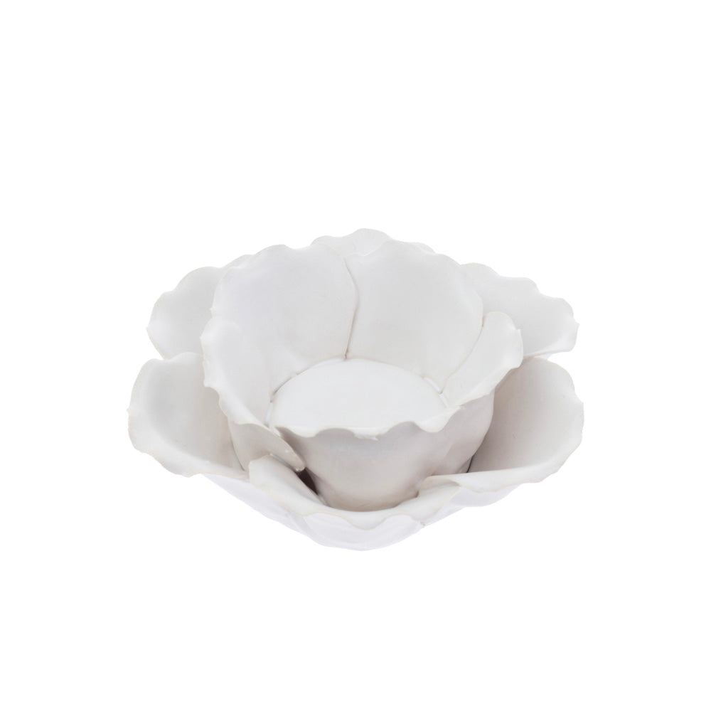 WHITE FLOWER TEALIGHT CANDLE HOLDER