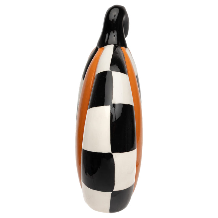 Halloween Check Ceramic Pumpkin