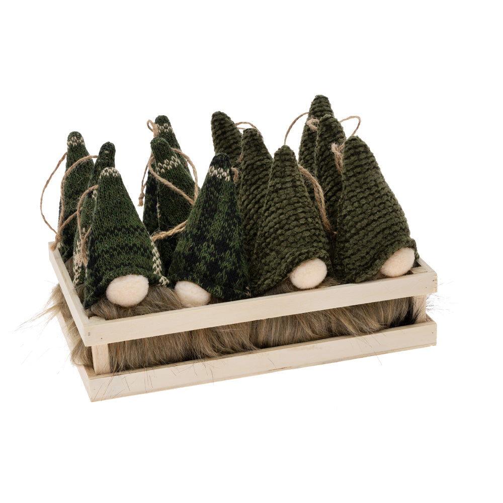 Crate Of Green Gnome Ornaments (Set of 12)