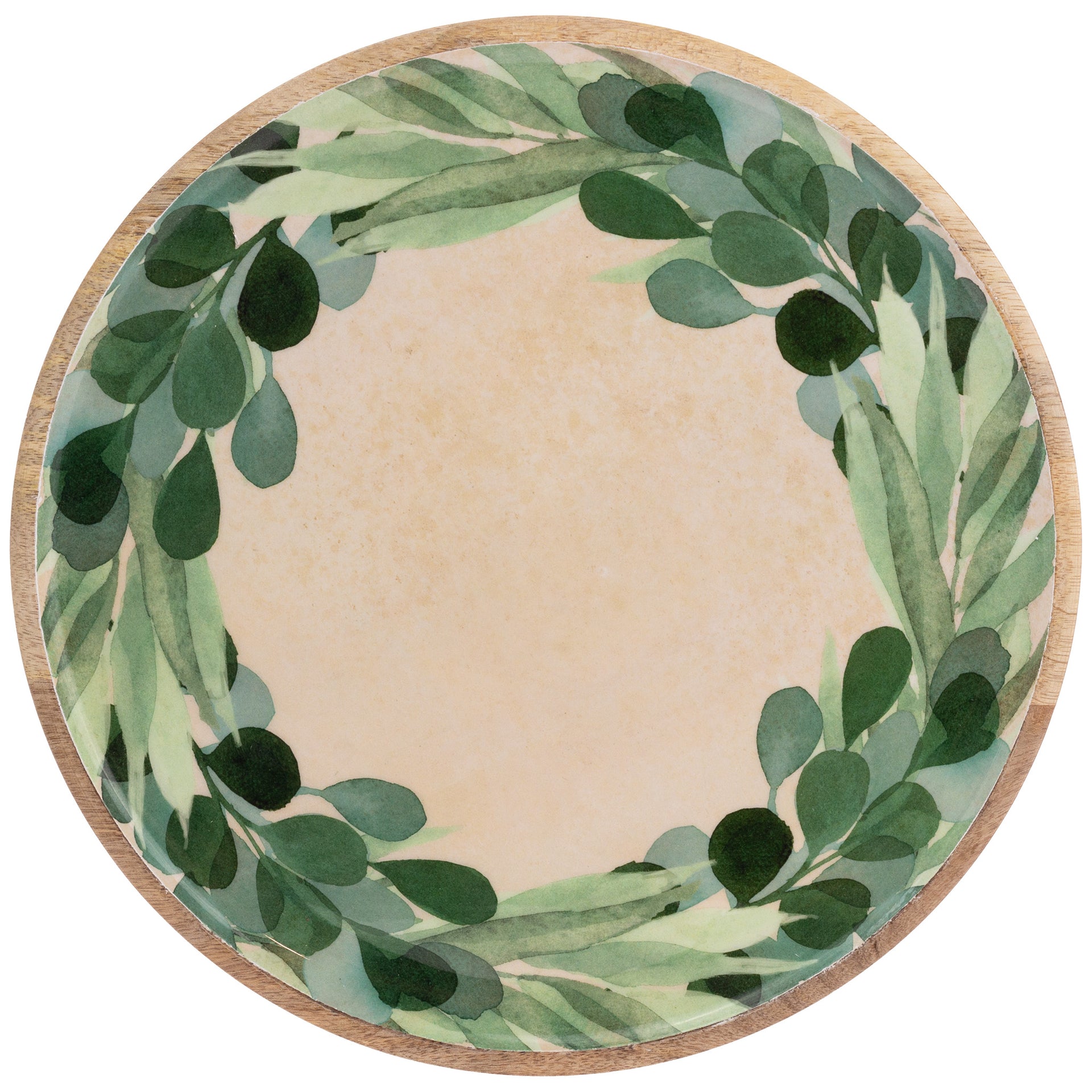 Leaf & Stem Wood Round Platter