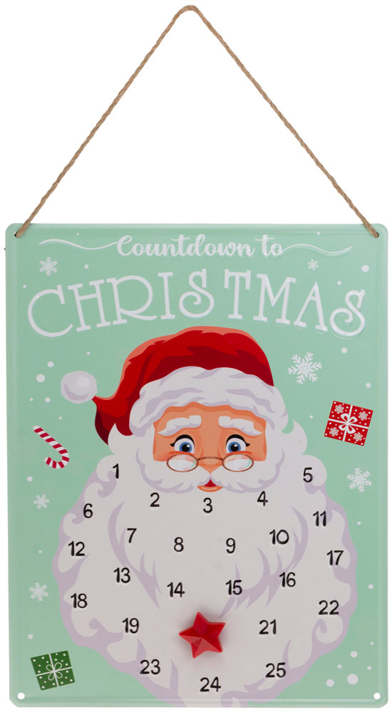 Xmas Countdown Jolly Santa Face Sign