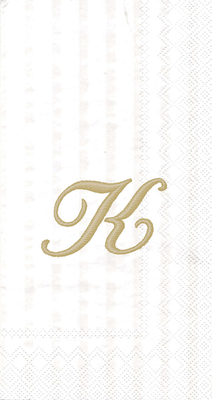Stripes Again Guest Towel Monogram K Cream