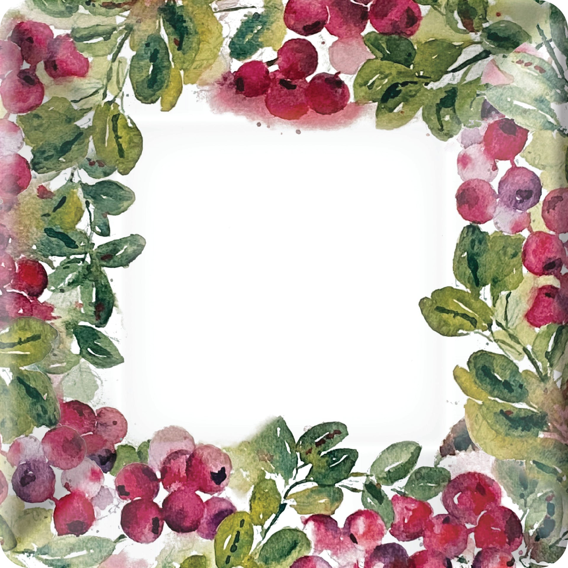 Cranberry Wreath Square Dessert Plate