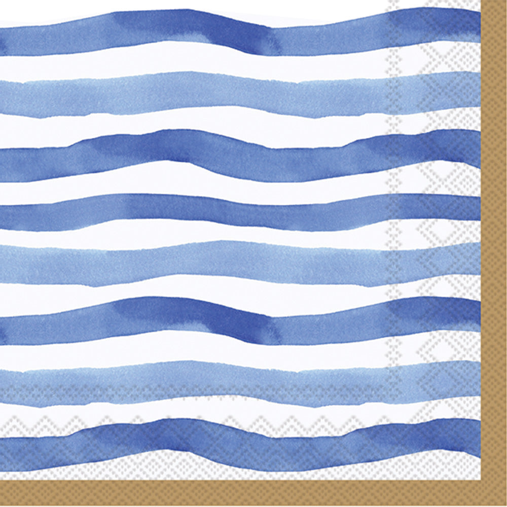 Wavy Stripe Cocktail Napkin Blue