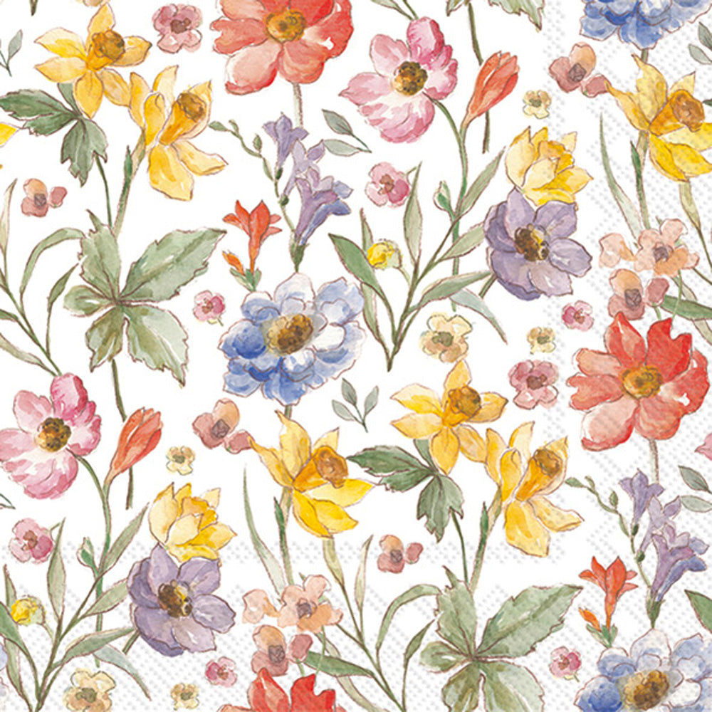 Soft Flowers Cocktail Napkin Cream