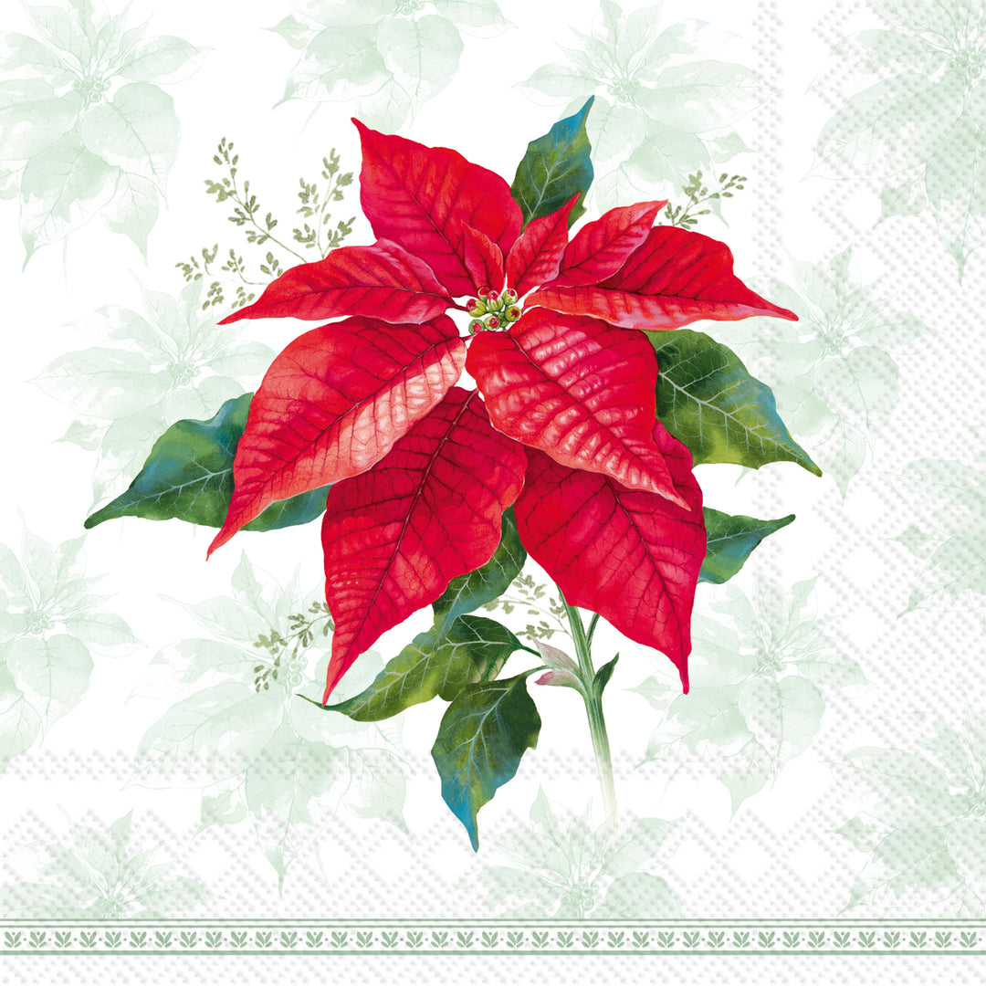 Classic Poinsettia Green Lunch Napkin