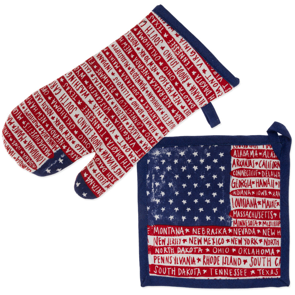 One Flag One Nation Oven Mitt & Pot Holder Set