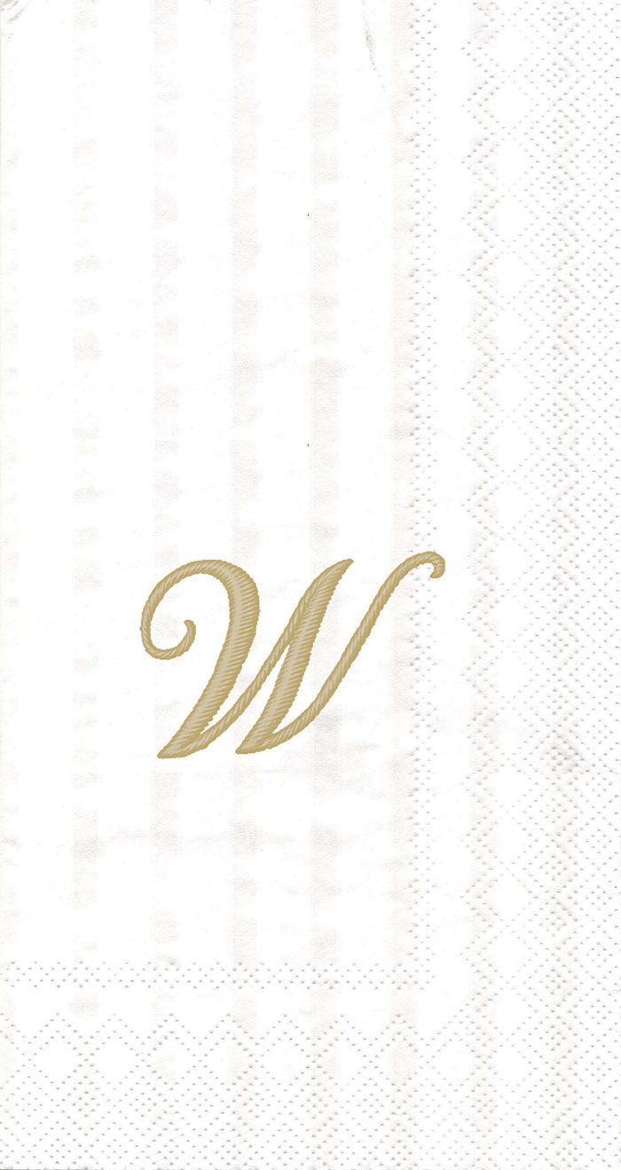 Stripes Again Guest Towel Monogram W Cream