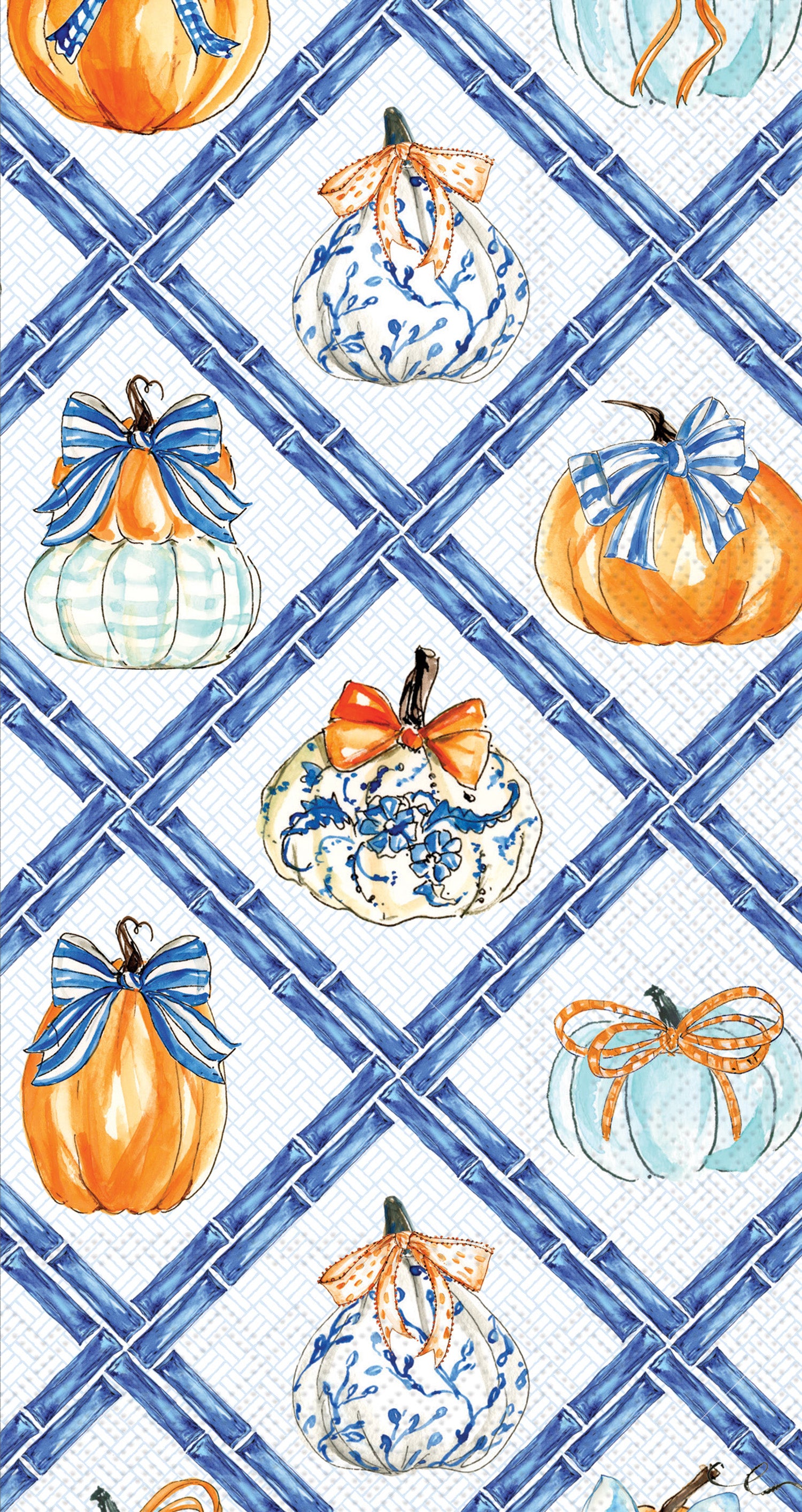 Chinoiserie Pumpkin Topiary Guest Towel