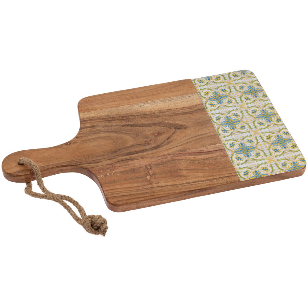 LENGER TILE WOOD CUTTING BOARD MANGO WOOD & ENAMEL