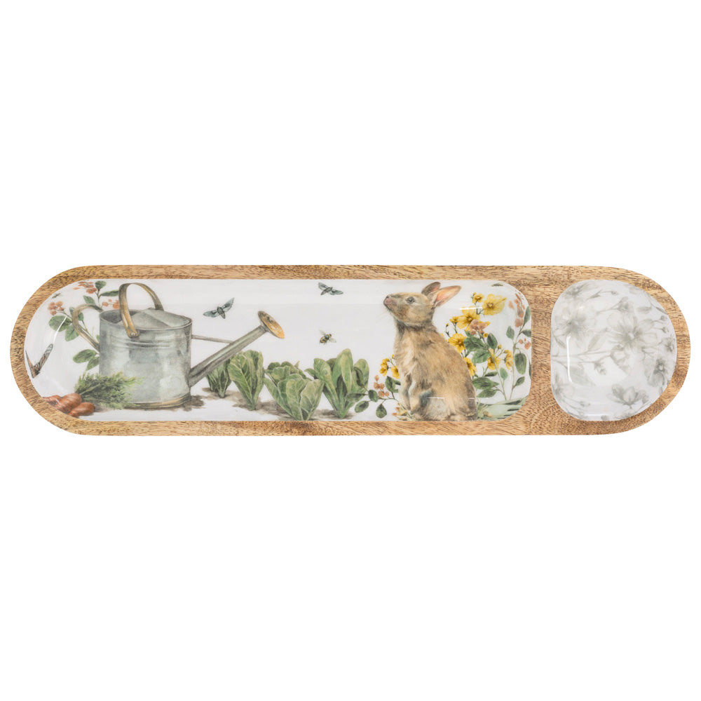 GARDEN RABBIT WOOD SECTIONED TRAY