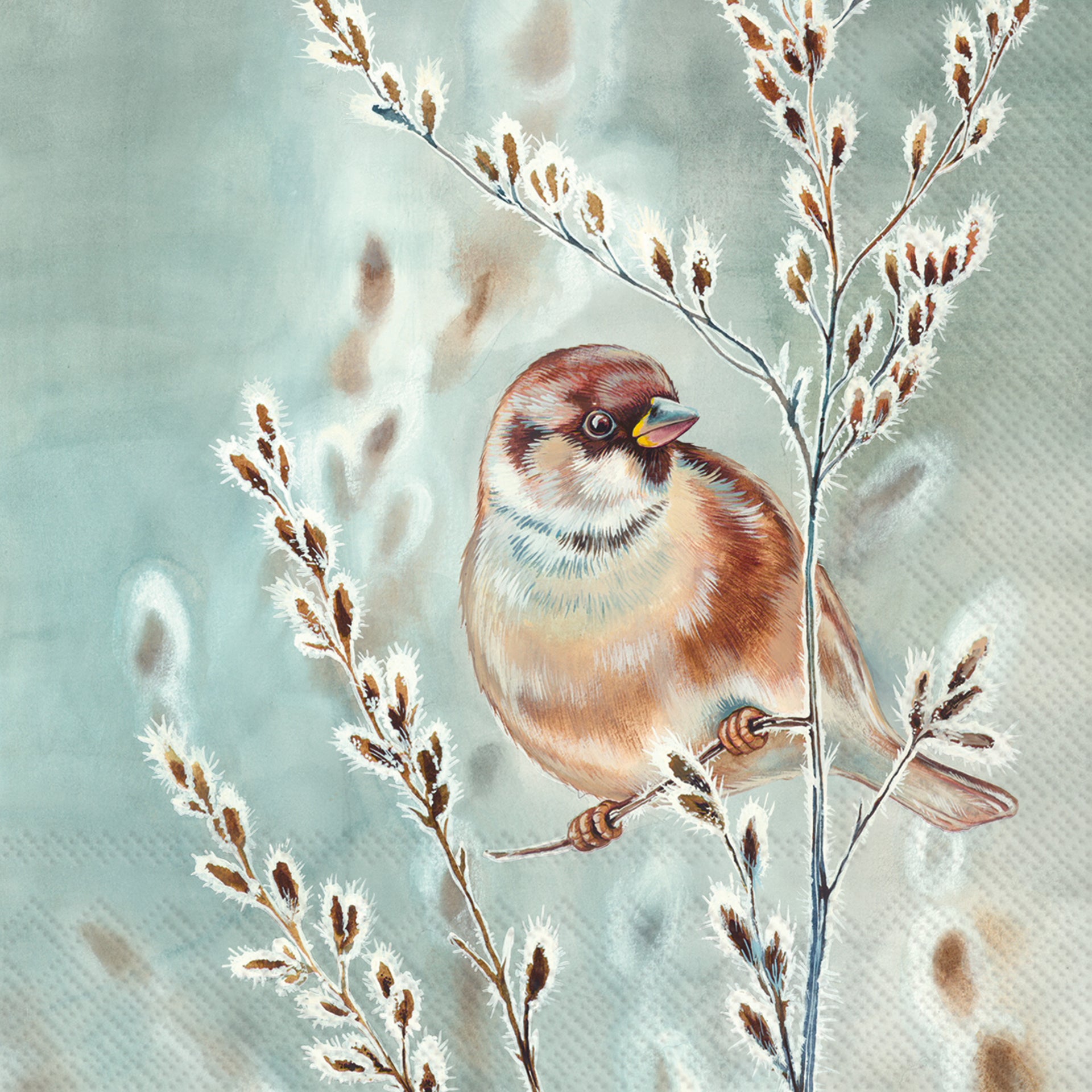 Winter Melody Blue Green Cocktail Napkin