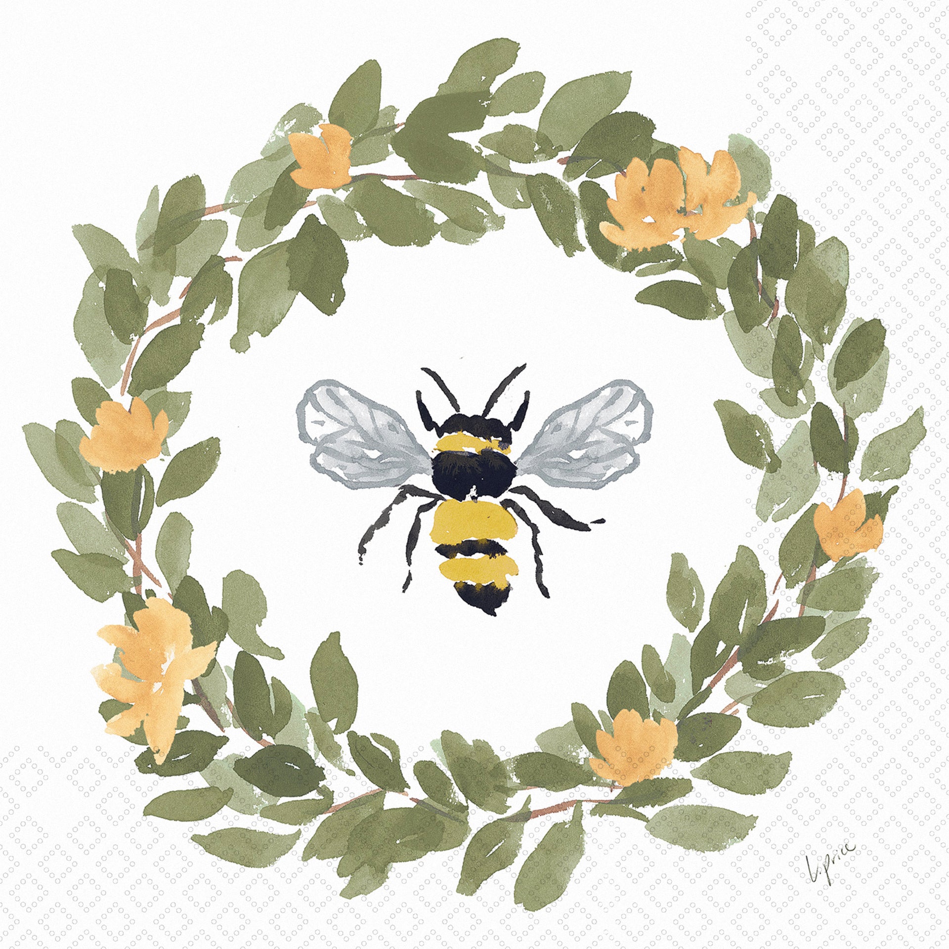 Bee Wreath Cocktail Napkin