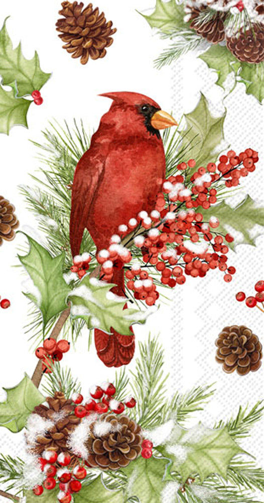 Cardinals In Holly Guest Towel