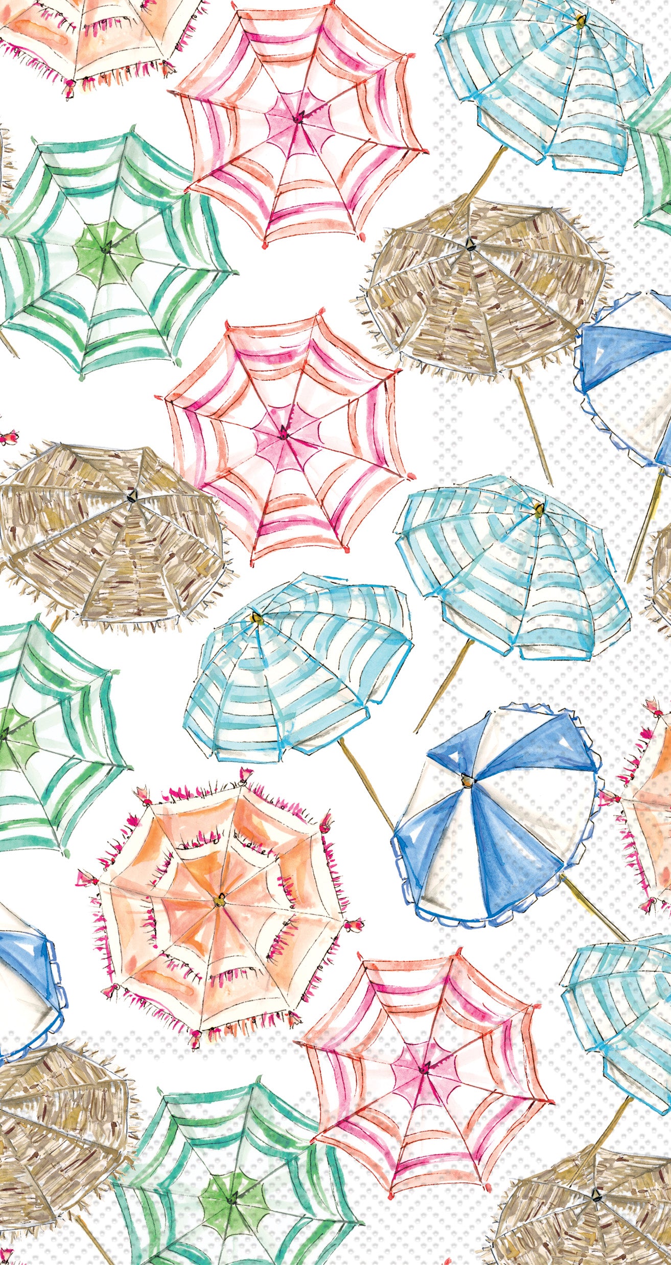 Coral Umbrella Pattern Guest Towel