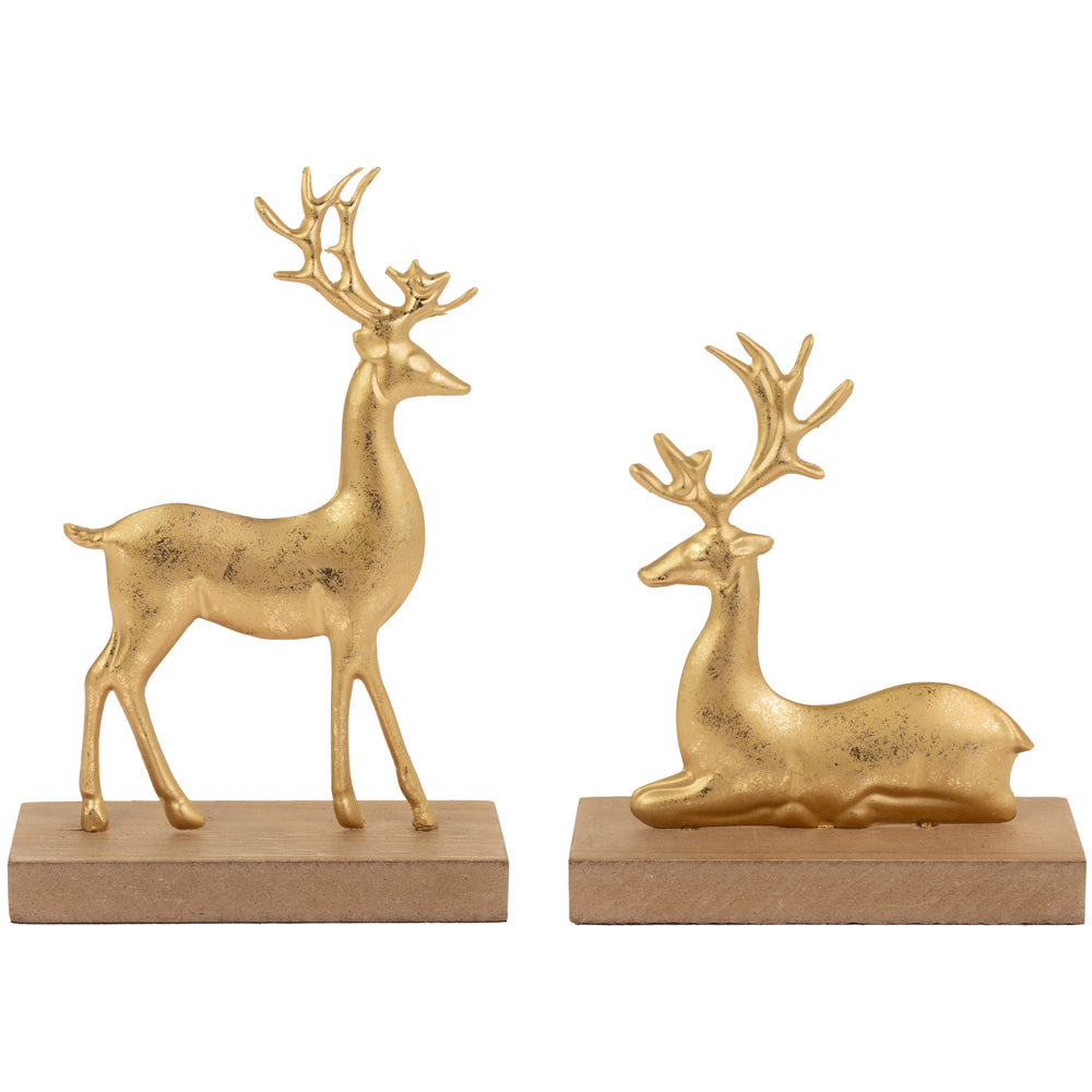 Metal Gold Leaf Deer (Set of 2)