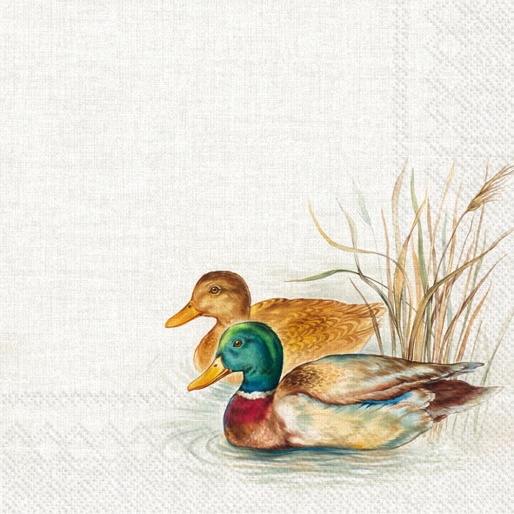 Hunted Ducks Cocktail Napkin Cream