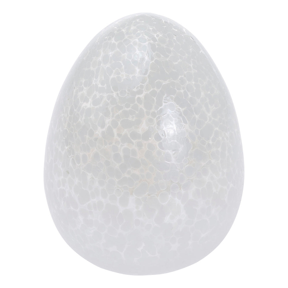 SPECKLED WHITE GLASS EGG LG