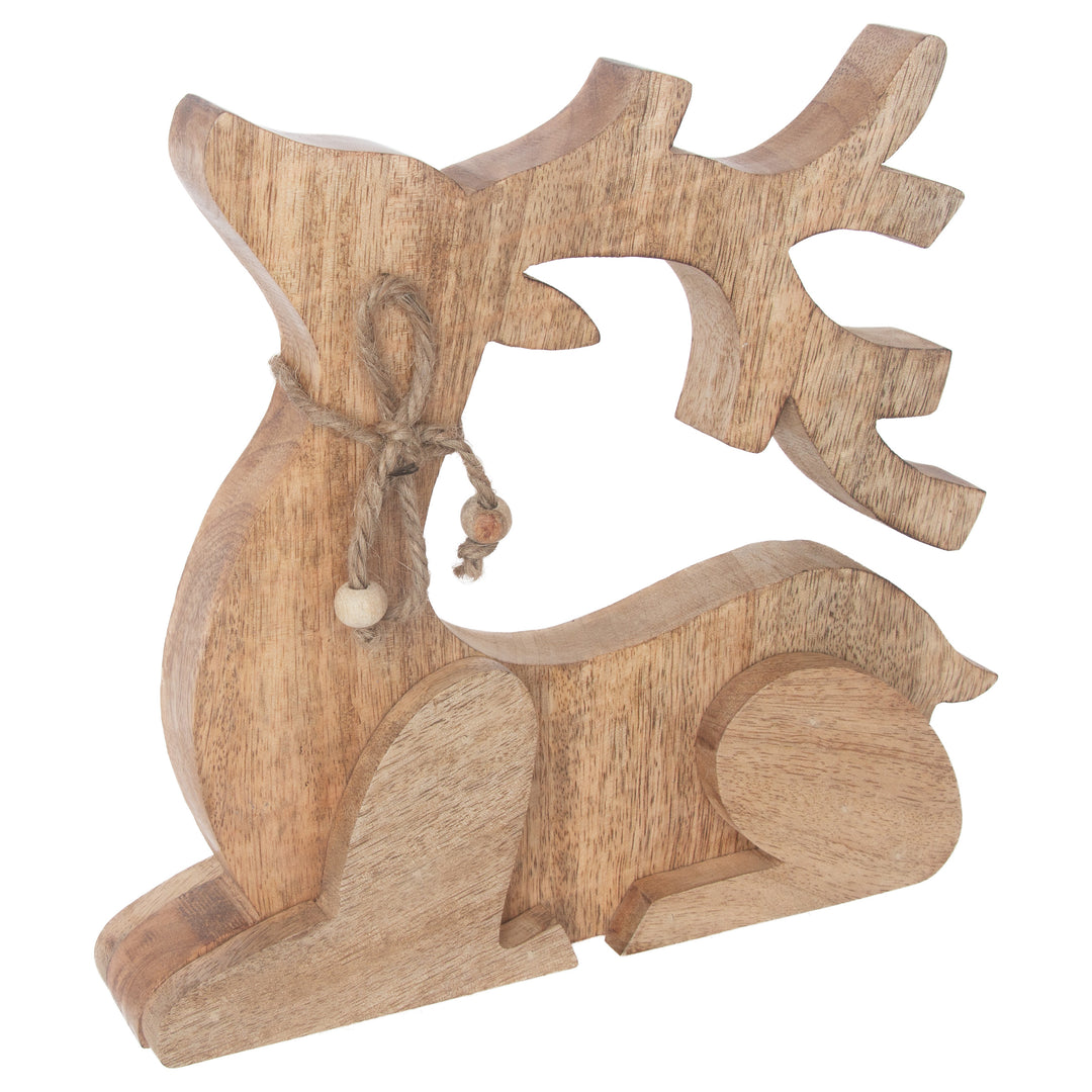 Natural Wood Deer Sitting