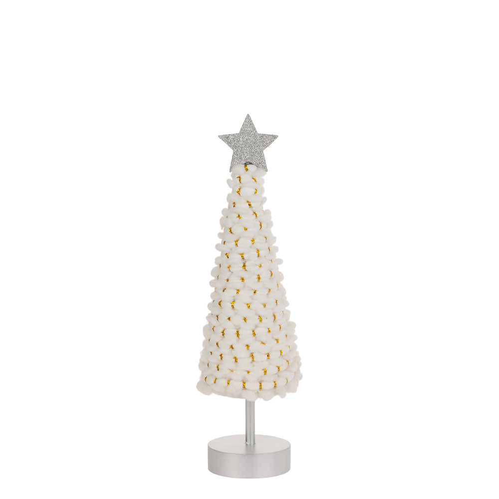 Small White and Gold Cone Tree With Star