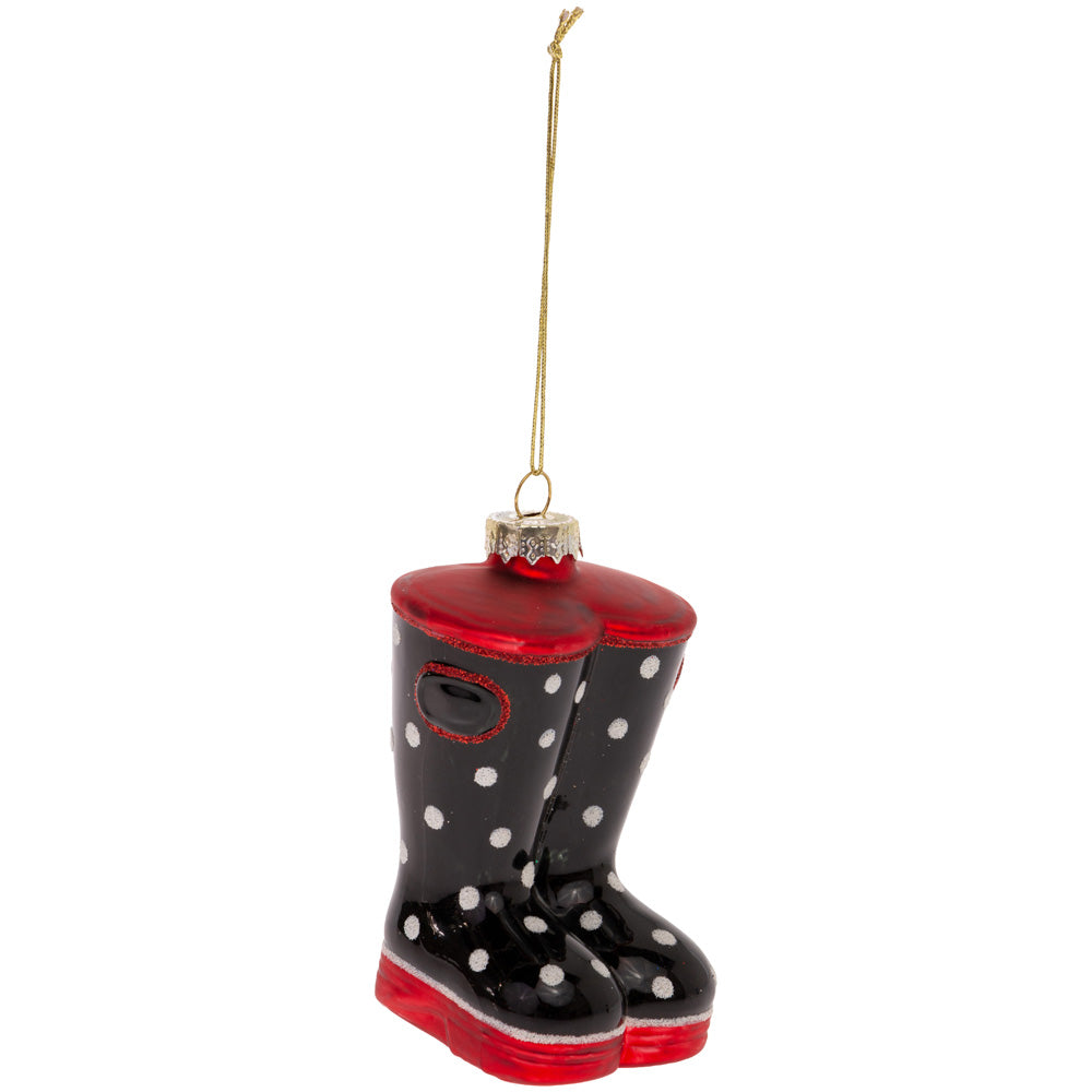 GLASS POLKA DOT BOOTS ORNAMENT