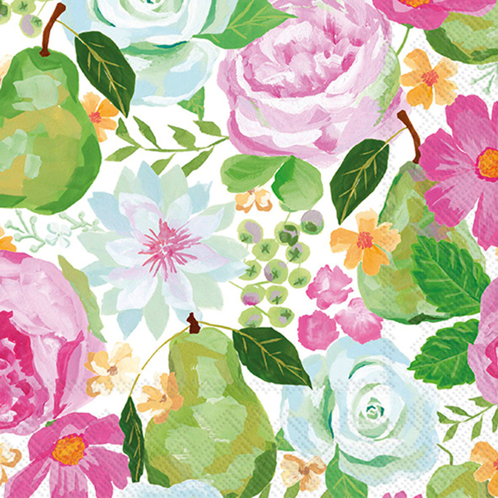 Flowers And Pears Cocktail Napkin