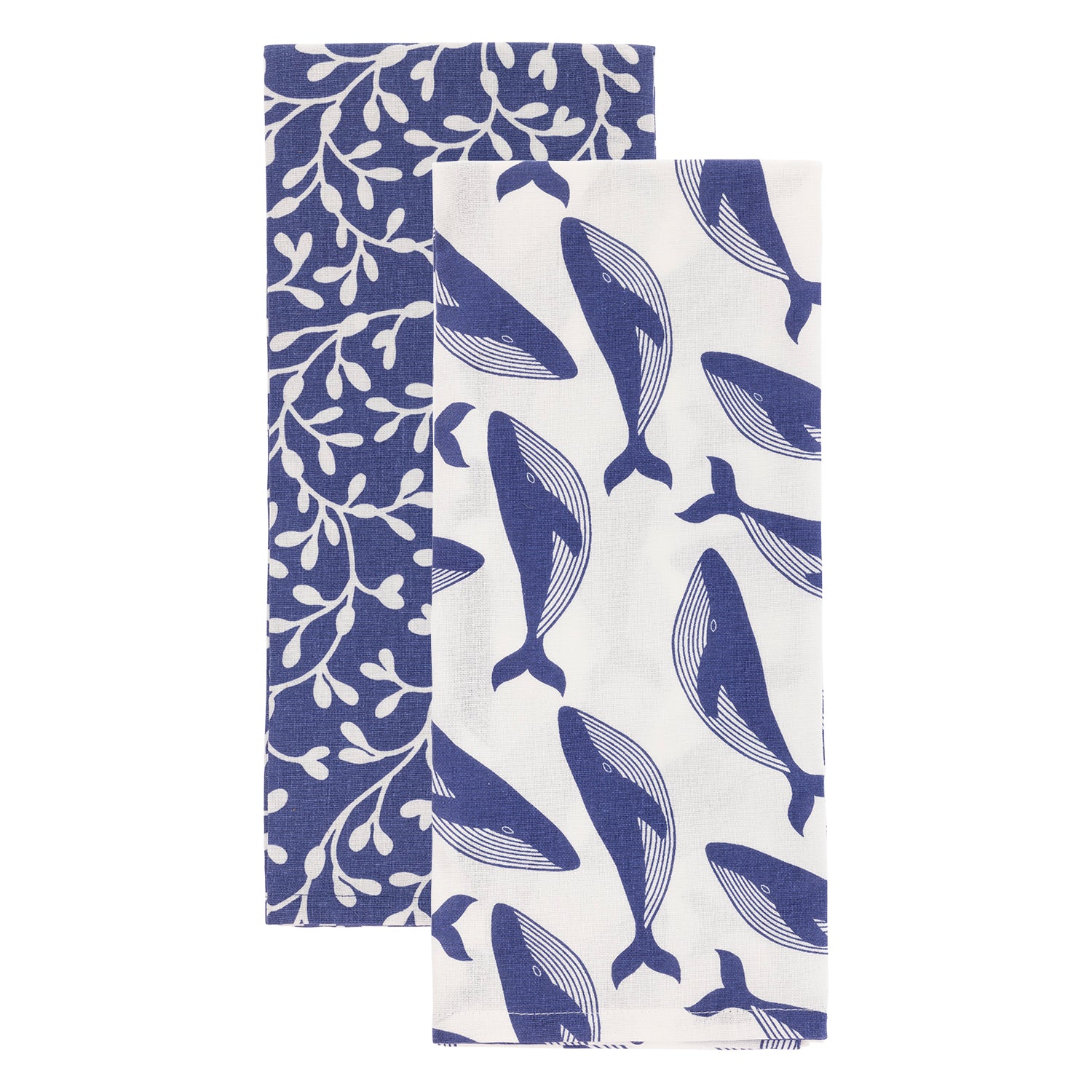 Navy Whale Tea Towel (Set of 2)