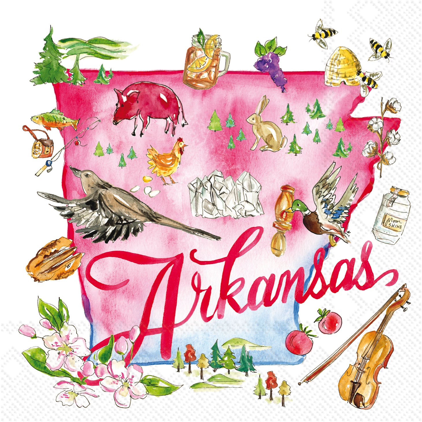 Arkansas State Collection Cocktail Napkin
