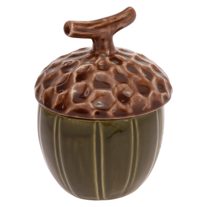 Olive Green Acorn Covered Jar