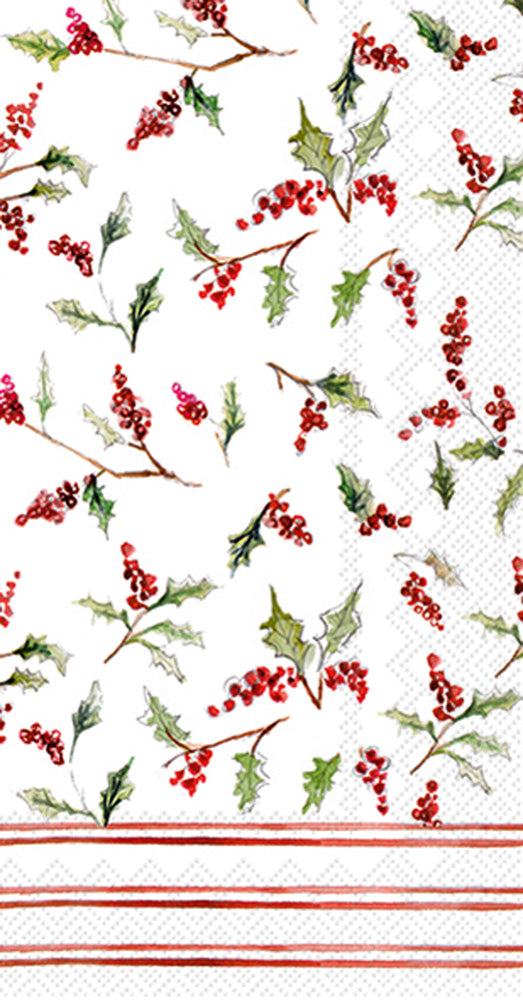 Christmas Ilex Berries Guest Towel