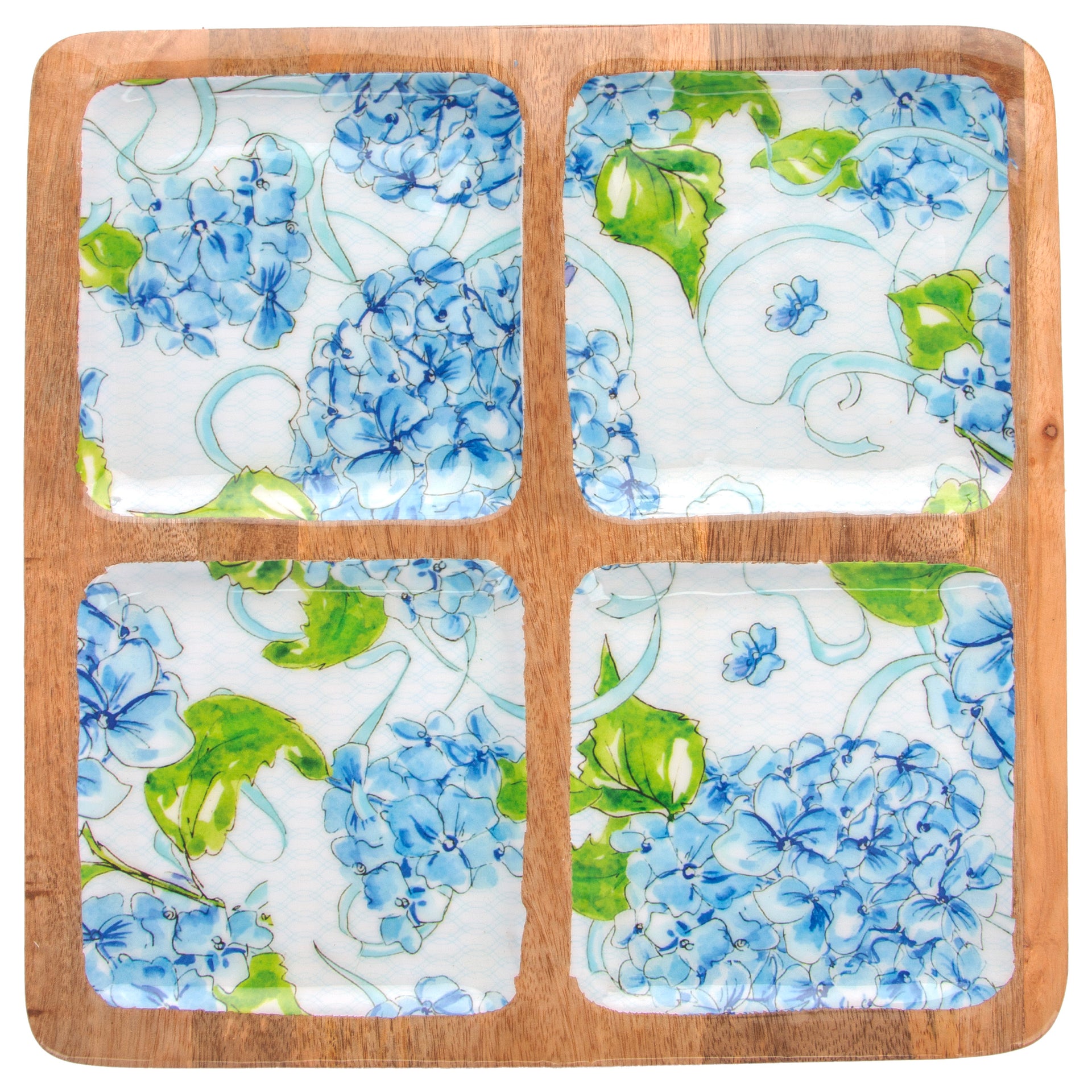 Hydrangea Allover 4-Sectioned Tray