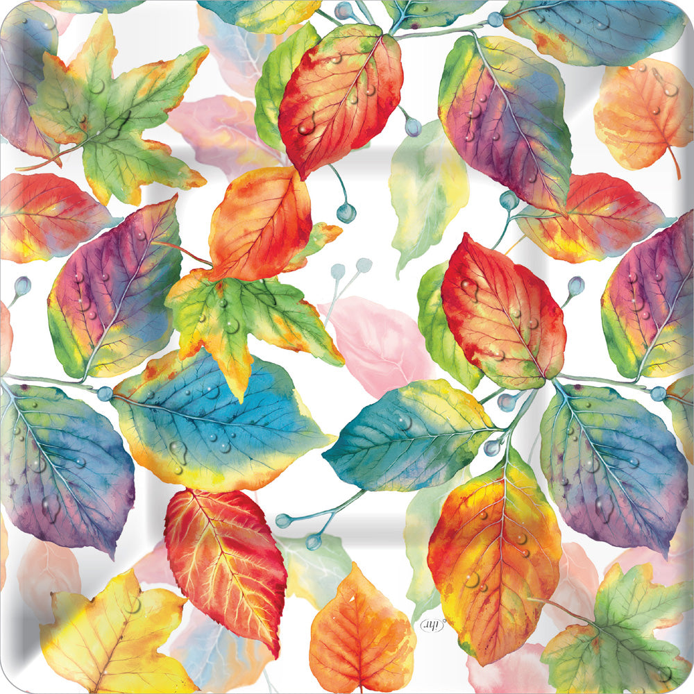 Colorful Leaves Square Dessert Plate