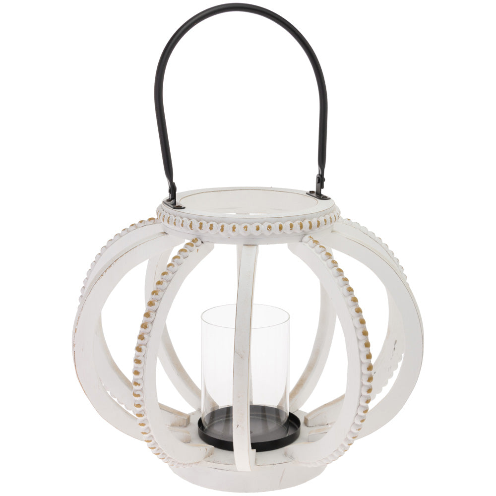 ROUND BEADED WHITE LANTERN