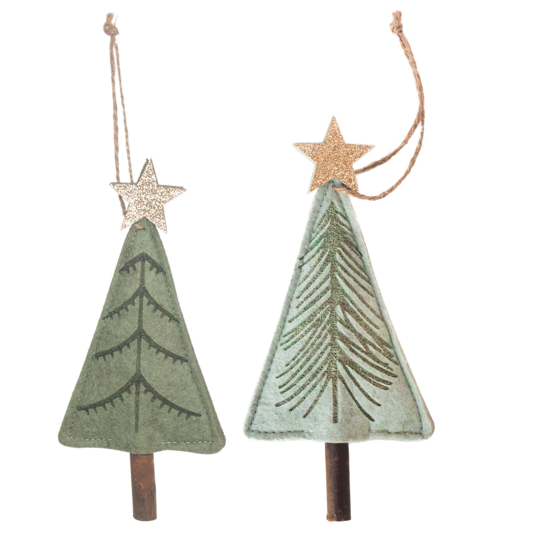 Felted Tree Ornaments (Set of 2)