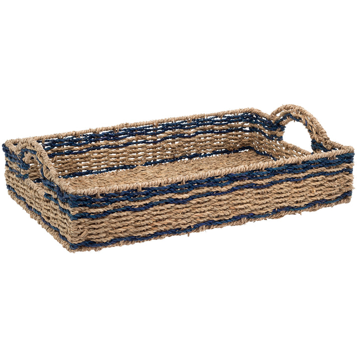 Seagrass and Navy Trays (Set of 2)