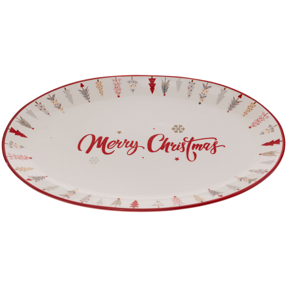 FESTIVE TREES OVAL PLATE