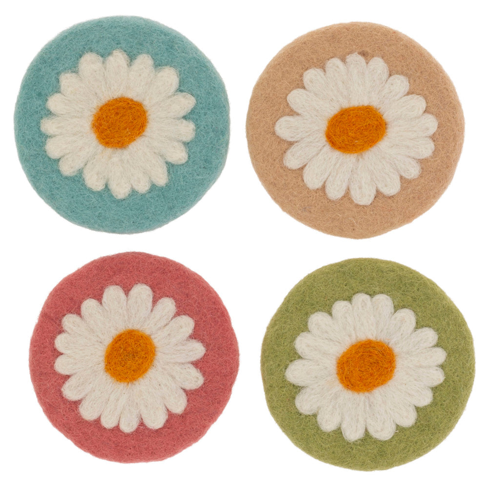 Felted Daisy Coasters (Set of 4)