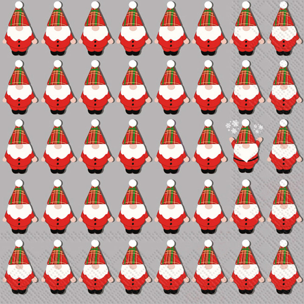 Wallace Plaid Santa Gnome Cocktail Napki